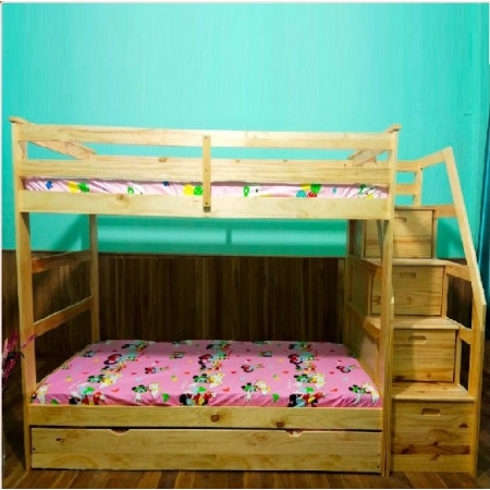 165 Naturall : Giường 3 Tầng Cầu Thang Liên Hợp - 1m